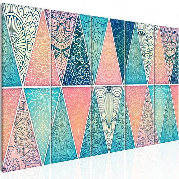 Tiptophomedecor Stretched Canvas Zen Art - Oriental Triangles Narrow - Stretched & Framed Ready To Hang Art