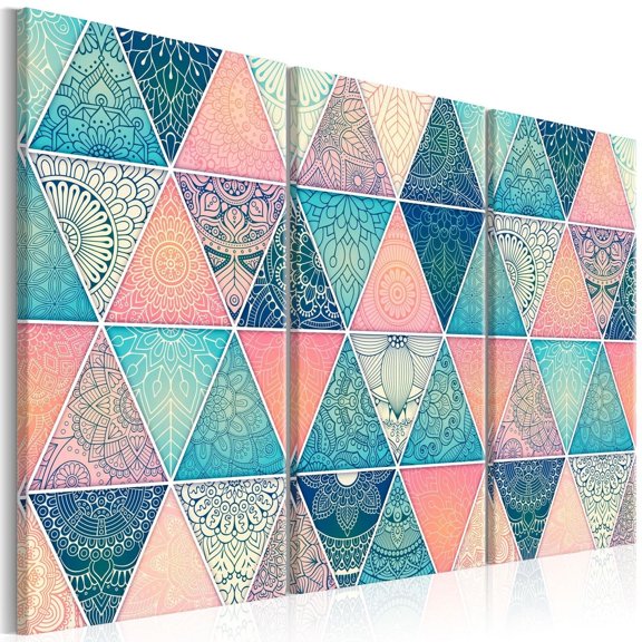 Tiptophomedecor Stretched Canvas Zen Art - Oriental Triangles - Stretched & Framed Ready To Hang Art
