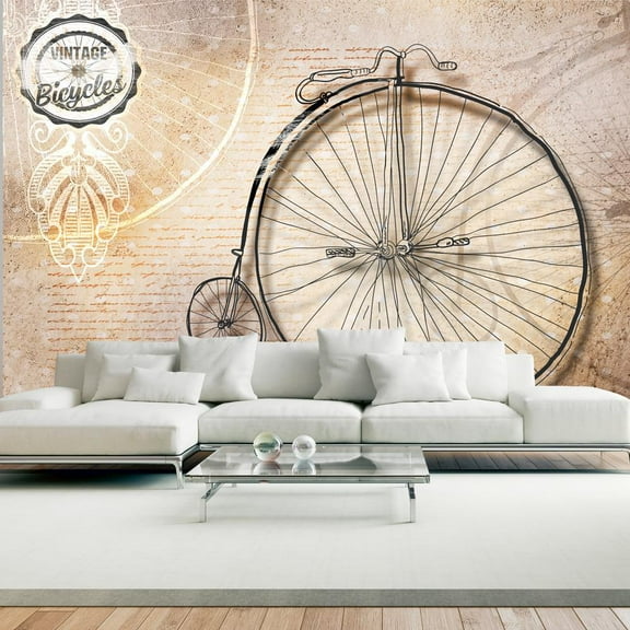 Tiptophomedecor Vintage Wallpaper Wall Mural - Antique Bicycle In Sepia