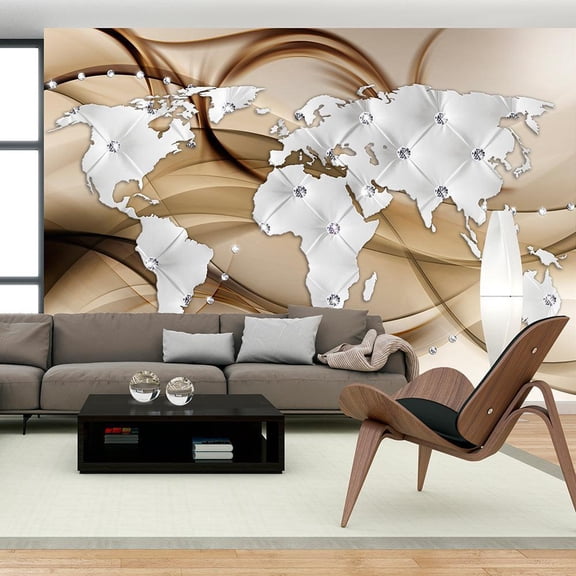 Tiptophomedecor World Map Wallpaper Wall Mural - Glamour World