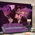 thumbnail image 1 of Tiptophomedecor World Map Wallpaper Wall Mural - Map In Shades Of Purple, 1 of 3