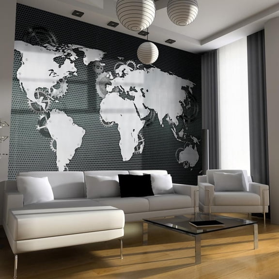 Tiptophomedecor World Map Wallpaper Wall Mural - Mechanical World