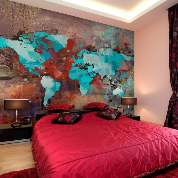 Tiptophomedecor World Map Wallpaper Wall Mural - The Earth In Art