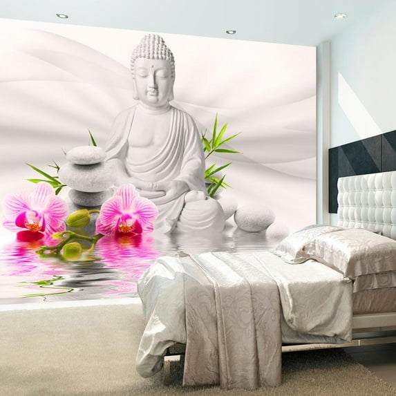 Tiptophomedecor Zen Wallpaper Wall Mural - Buddha And Orchids