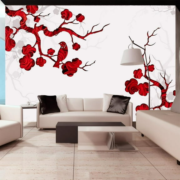 Tiptophomedecor Zen Wallpaper Wall Mural - Red Bush