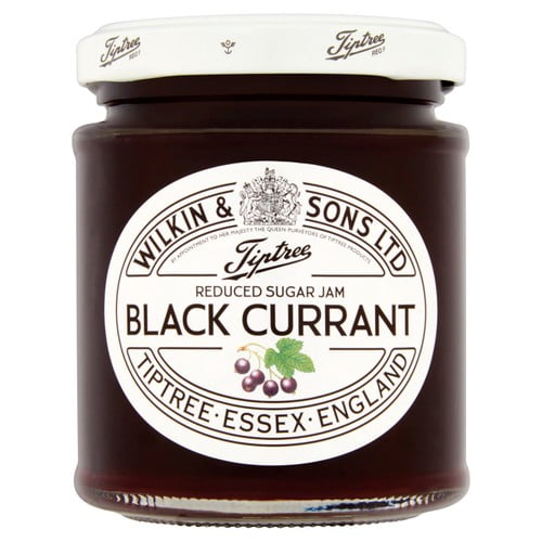 Tiptree Blackcurrant Reduced Sugar Jam 200g, British Import (Pack of 2)