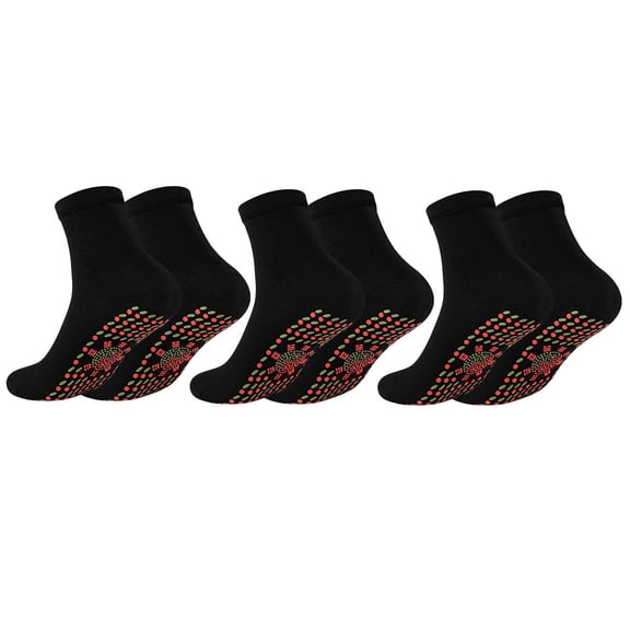 Tiqkatyck Ankle Socks Clearance, 3 Pairs Heated Socks Tourmaline Self-Heating Magnetic Comfortable Winter Warm Compression Socks for Women Crew Socks for Women No Show Socks Womens Black One Size