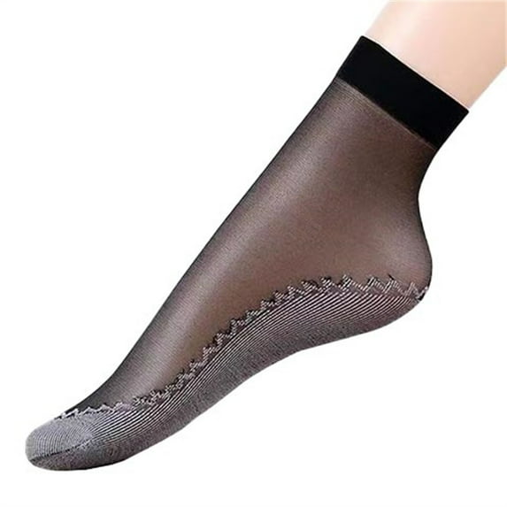 Tiqkatyck Ankle Socks Clearance, 6 Pairs Women's Solid Cotton Bottom Non Slip Socks Breathable Socks Mid Socks Compression Socks for Women Crew Socks for Women No Show Socks Womens Black One Size