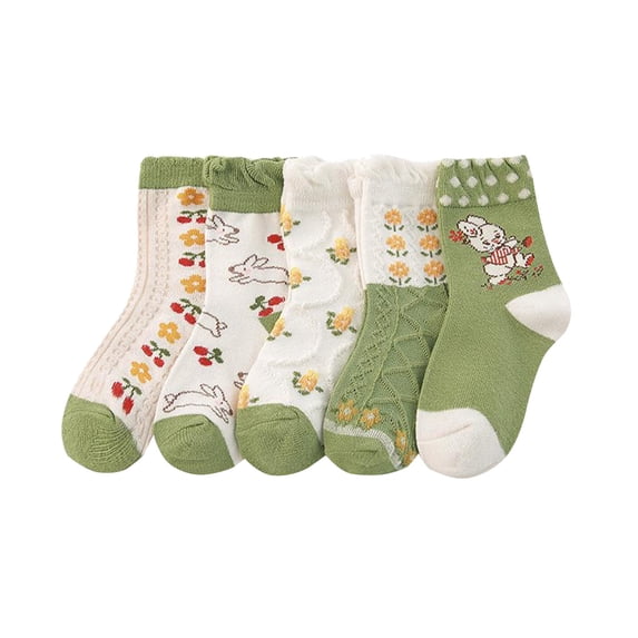 Tiqkatyck Ankle Socks Clearance, Children Socks Autumn and Winter New Cartoon Cute Green Animal Print Bunny Comfy Warm Slip On Crew Socks for Women No Show Socks Womens H M