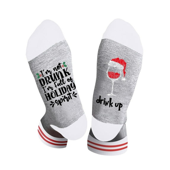 Tiqkatyck Ankle Socks Clearance, Christmas Drink Up Red Wine Glasses Print Color Block Letter Socks Thermal Cozy Warm Slipper Socks Soft Warm Thick Socks Crew Socks for Women No Show Socks Womens B