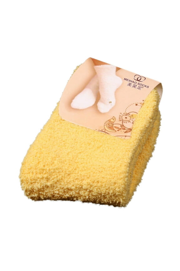 Ankle Socks Clearance, Home Women Girls Soft Bed Floor Socks Fluffy Warm Winter Pure Color Compression Socks for Women Crew Socks for Women No Show Socks Womens Yellow One Size