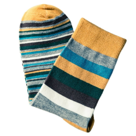 Tiqkatyck Ankle Socks Clearance, Men's Colorful Autumn Fashion Color Striped So Socks In Tube Casual Cotton Socks Compression Socks for Women Crew Socks for Women No Show Socks Womens Yellow One Size