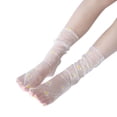 thumbnail image 1 of Tiqkatyck Ankle Socks Clearance, Spring and Summer Adult Socks Breathable Fashion Trend Flower Print Socks Simple Skin Color Print Women's Socks Crew Socks for Women White One Size, 1 of 4