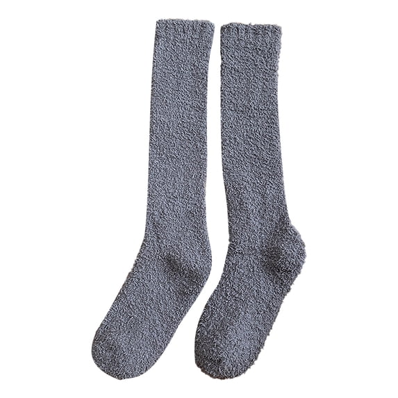 Tiqkatyck Ankle Socks Clearance, Winter Women Coral Fleece Socks Middle Tube Sleeping Home Solid Calf Socks Compression Socks for Women Crew Socks for Women No Show Socks Womens Dark Gray One Size
