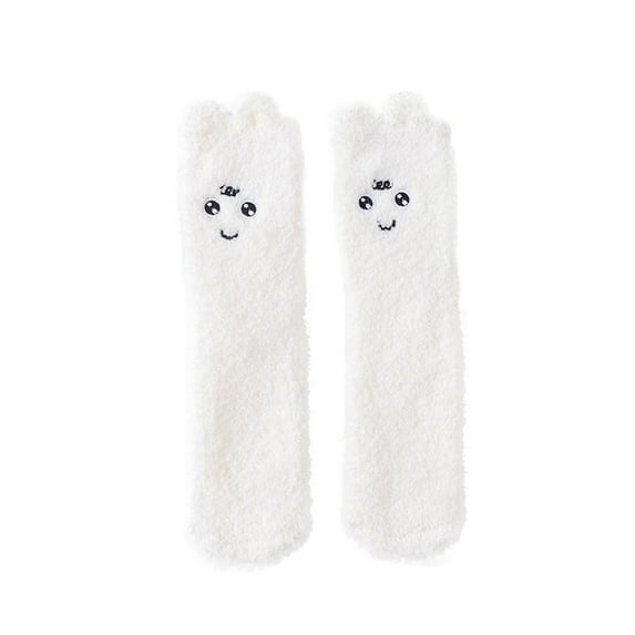 Tiqkatyck Ankle Socks Clearance, Women Big Eyed Coral Fleece Socks Female Sleeping Home Floor Socks Compression Socks for Women Crew Socks for Women No Show Socks Womens White One Size
