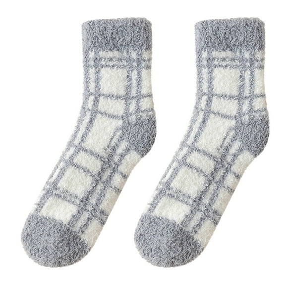 Tiqkatyck Ankle Socks Clearance, Women Plaid Plush Winter Sleeping Socks House Socks Bed Socks Hut Socks Compression Socks for Women Crew Socks for Women No Show Socks Womens Grey One Size