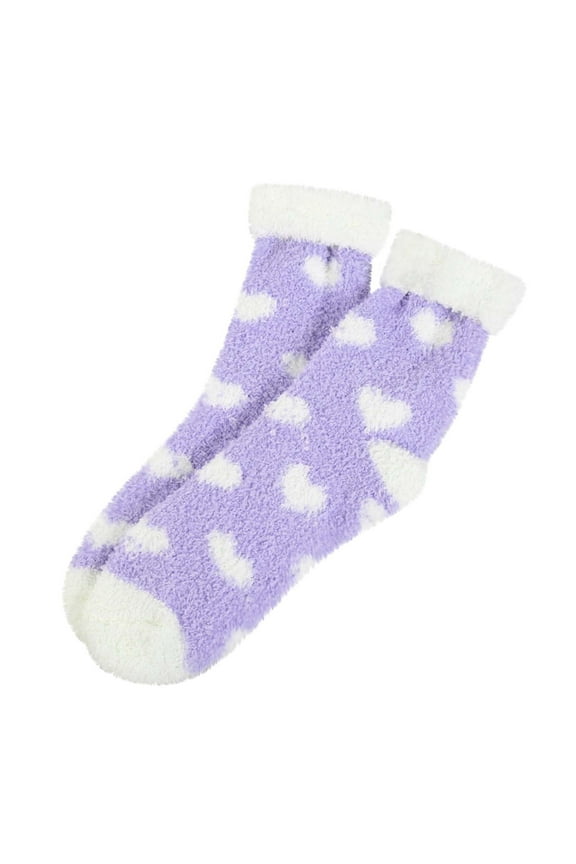 Ankle Socks Clearance, Women Warm Super Soft Plush Slipper Sock Winter Fluffy Microfiber Crew Socks Casual Home Sleeping Fuzzy Cozy Sock Crew Socks for Women No Show Socks Womens Purple A