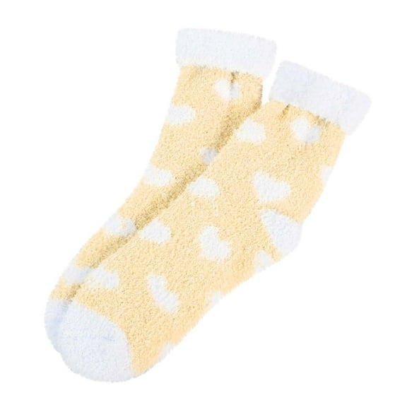 Tiqkatyck Ankle Socks Clearance, Women Warm Super Soft Plush Slipper Sock Winter Fluffy Microfiber Crew Socks Casual Home Sleeping Fuzzy Cozy Sock Crew Socks for Women No Show Socks Womens Yellow A