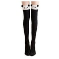 thumbnail image 1 of Tiqkatyck Ankle Socks Clearance, Women's Cartoon Fuzzy Socks Winter Warm Over Knee High Socks Home Thigh-High Warm Socks Leggings Crew Socks for Women No Show Socks Womens Black One Size, 1 of 8