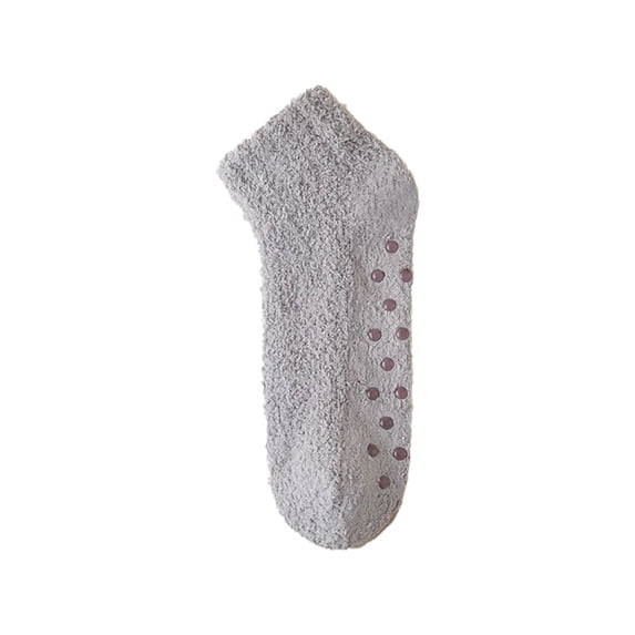 Tiqkatyck Ankle Socks Clearance, Women's Coral Fleece Socks Solid Color Non Slip Dotted Socks Warm Towel Socks Home Floor Socks Crew Socks for Women No Show Socks Womens Grey One Size