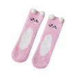 thumbnail image 1 of Tiqkatyck Ankle Socks Clearance, Women's Tube Socks Three-Dimensional Cartoon Cute Bear Coral Fleece Home Floor Socks Half Fleece Sleep Socks Crew Socks for Women No Show Socks Womens Pink One Size, 1 of 5