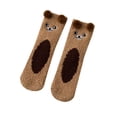 thumbnail image 1 of Tiqkatyck Ankle Socks Clearance, Women's Tube Socks Three-Dimensional Cartoon Cute Bear Coral Fleece Home Floor Socks Half Fleece Sleep Socks Crew Socks for Women No Show Socks Womens Brown One Size, 1 of 6