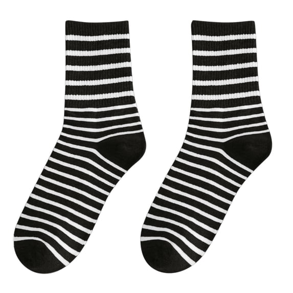 Tiqkatyck Ankle Socks Clearance, Womens Winter Socks Autumn and Winter Mid Tube Socks Stripe Print Warm Stockings Compression Socks for Women Crew Socks for Women No Show Socks Womens Black One Size