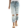 thumbnail image 1 of Tiqkatyck Baggy Jeans Womens Ripped Mid Waisted Boyfriend Jeans Loose Fit Distressed Stretchy Denim Pants Jeans for Women Light Blue, 1 of 9