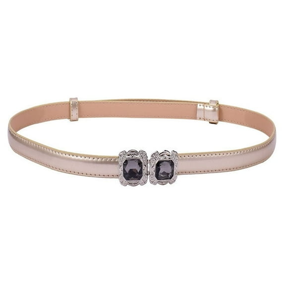 Tiqkatyck Belt Buckle Sales Today Clearance Women Fashion Waist Belt Narrow Stretch Dress Belt Thin Buckle Leather Waistband Belts for Women Gold