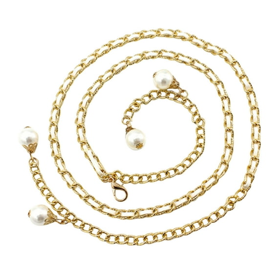 Tiqkatyck Belt Buckle Sales Today Clearance Women Metal Hook Adjustment Waist Pearl Chain Decorative Dress Waist Small Fragrance Thin Belt Sweet Chain Belts for Women White