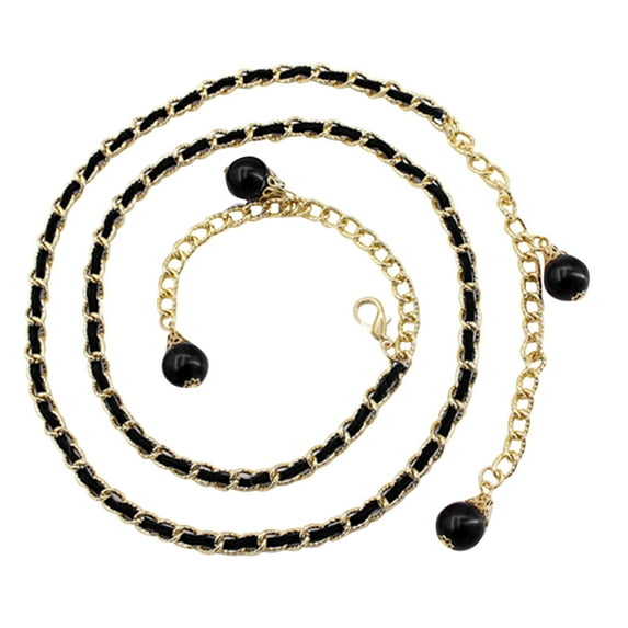 Tiqkatyck Belt Buckle Sales Today Clearance Women Metal Hook Adjustment Waist Pearl Chain Decorative Dress Waist Small Fragrance Thin Belt Sweet Chain Belts for Women Black