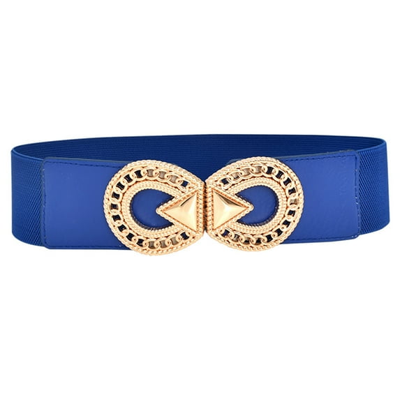 Tiqkatyck Belt Buckle Sales Today Clearance Women Stretchy Belt for Dresses Vintage Elastic Wide Waist Belts for Women Blue