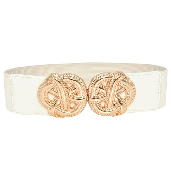 Tiqkatyck Belt Buckle Sales Today Clearance Women Stretchy Belt for Dresses Vintage Elastic Wide Waist Belts for Women White