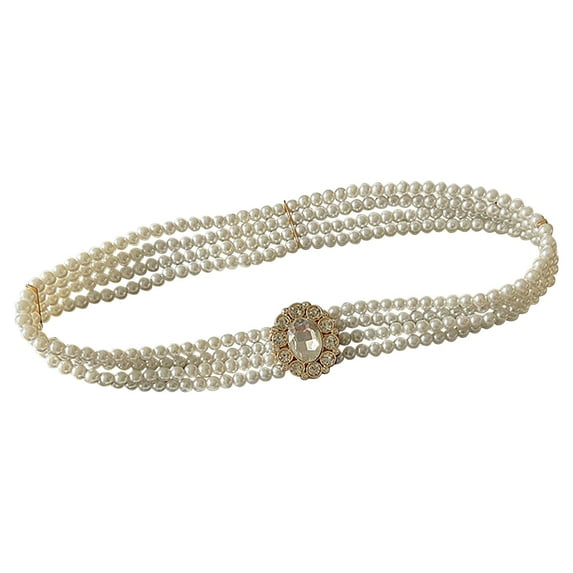Tiqkatyck Belt Buckle Sales Today Clearance Women's Fashion Versatile High End Decorative Pearl Belts for Women B