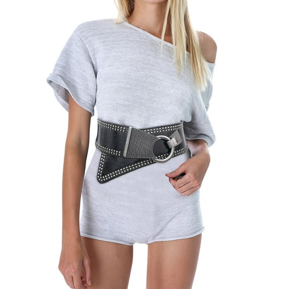 Tiqkatyck Belt Buckle Sales Today Clearance Women's Fashion Vintage Wide Waist Belt Elastic Stretch Belts with Interlock Buckle Belts for Women Black