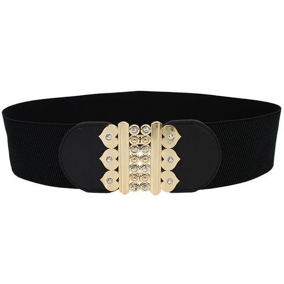 Tiqkatyck Belt Buckle Sales Today Clearance Womens Vintage Wide Elasticwaist Belt Dress Waist Sweater Coat Elastic Elastic Wide Waist Seal Flowers Buckle Belts for Women Rose Gold
