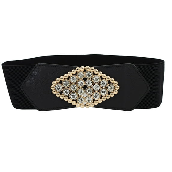 Tiqkatyck Belt Buckle Sales Today Clearance Womens Vintage Wide Elasticwaist Belt Dress Waist Sweater Coat Elastic Elastic Wide Waist Seal Flowers Buckle Belts for Women Gold