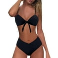 thumbnail image 1 of Tiqkatyck Bikini Sets for Women Clearance, Women's Casual High Waisted 2 Piece Bikini Sets Bow Bathing Suit for Women, Swim Suits for Women 2024 Black L, 1 of 5