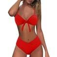 thumbnail image 1 of Tiqkatyck Bikini Sets for Women Clearance, Women's Casual High Waisted 2 Piece Bikini Sets Bow Bathing Suit for Women, Swim Suits for Women 2024 Red XL, 1 of 5