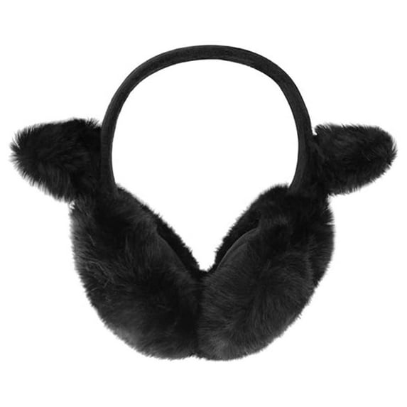 Tiqkatyck Clearance Women's Earmuffs, Winter Cute Cat Ear Warmer Earmuffs Faux Plush Ear Cover for Girls Women Earmuffs Winter Earmuffs for Women Black One Size
