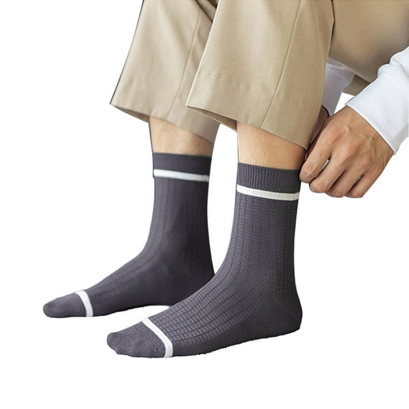 Tiqkatyck Compression Socks Clearance, 1 Pair Male Casual Striped Socks Solid No Show Socks Breathable Middle Tube Socks Warm Socks Compression Socks for Women Dark Gray One Size