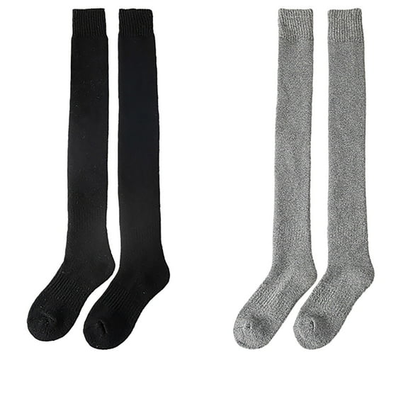 Tiqkatyck Compression Socks Clearance, 2 Pairs of Wool Stockings Over The Knee Thick Stockings Autumn and Winter Woolen Coil High Stockings Warm Socks Compression Socks for Women E One Size