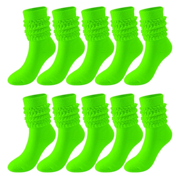 Tiqkatyck Compression Socks Clearance, 5 Pairs Soild Color Socks Women Thigh High Boot Socks Soft Scrunch Socks Warm Socks Compression Socks for Women Green One Size