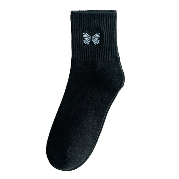 Tiqkatyck Compression Socks Clearance, Ladies Socks Pure Cotton Socks Fashion Butterfly Embroidered Stockings Sports Socks Warm Socks Compression Socks for Women Black One Size