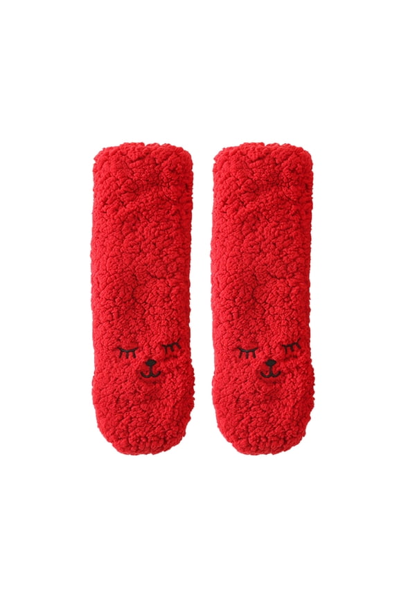 Compression Socks Clearance, Women Autumn and Winter Home Warm Socks Cute Wool Plus Velvet Thickened Floor Socks Stockings Warm Socks Compression Socks for Women B One Size