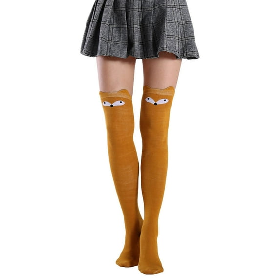 Tiqkatyck Compression Socks Clearance, Women Cartoon Cute Animal Stockings Fashion Over Knee Socks Warm Socks Compression Socks for Women Yellow One Size