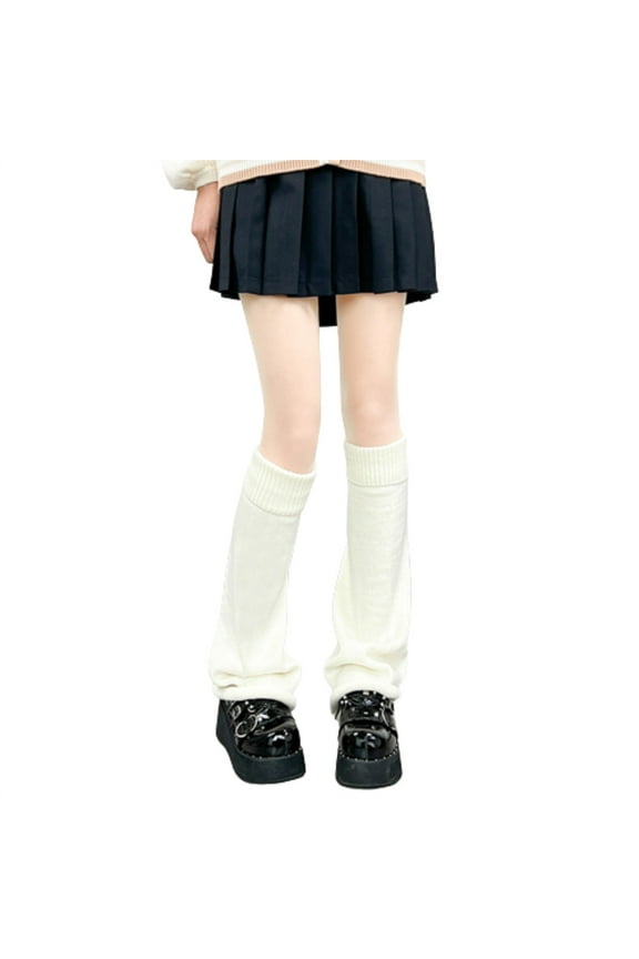 Compression Socks Clearance, Women Girls Japanese Leg Warmers Kawaii Knit Boot Socks 90S Solid Striped Gothic Crochet Leg Warmers Warm Socks Compression Socks for Women White One Size