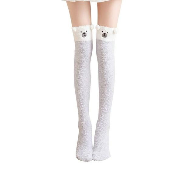 Tiqkatyck Compression Socks Clearance, Women's Animal Knee Length Coral Wool Thickened Warm Half Plush Home Stockings Warm Socks Compression Socks for Women C A