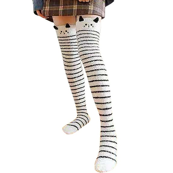 Tiqkatyck Compression Socks Clearance, Women's Animal Knee Length Coral Wool Thickened Warm Half Plush Home Stockings Warm Socks Compression Socks for Women H A