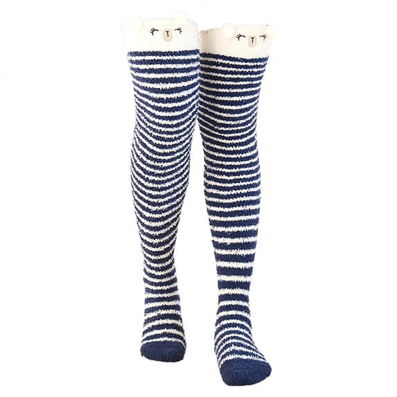 Tiqkatyck Compression Socks Clearance, Women's Coral Fleece Thickened Cartoon Striped Warm Towel Floor Socks 2Pc Stockings Warm Socks Compression Socks for Women Dark Blue One Size